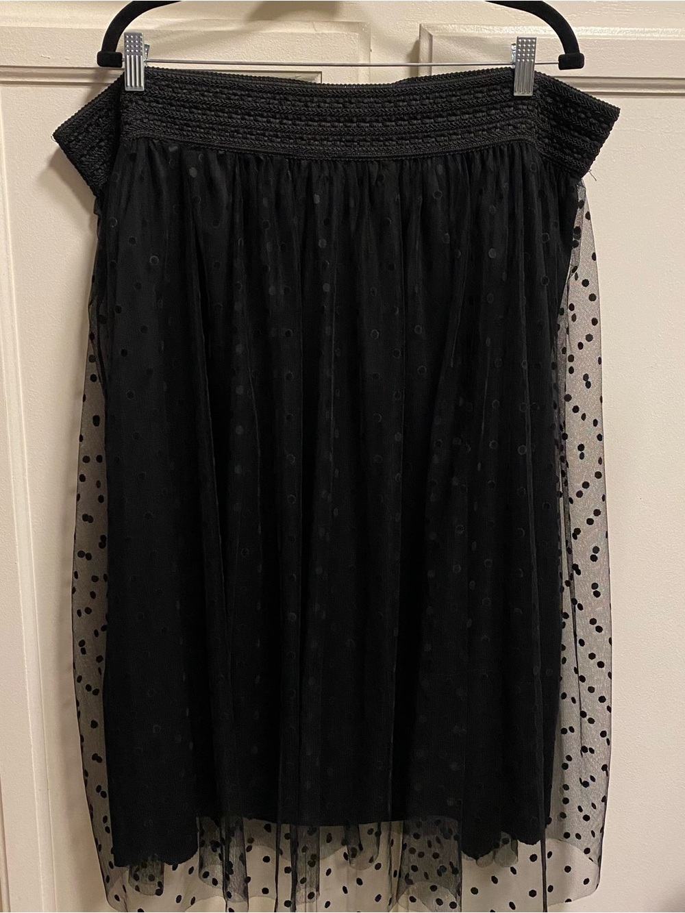 Metro Wear Black Polka Dot Midi Tulle Skirt